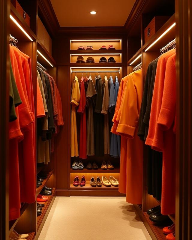Luxury walk-in closet organization