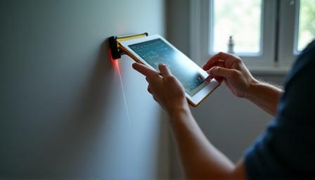 Consultant taking measurements in a home